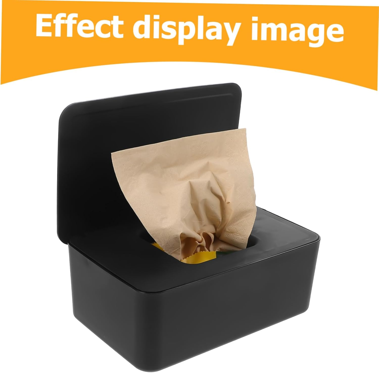 Wet Tissue Dispenser Black Plastic Wipes Storage Box Lid for Baby Diapers Office Car Bathroom Tissue Holder image number 3