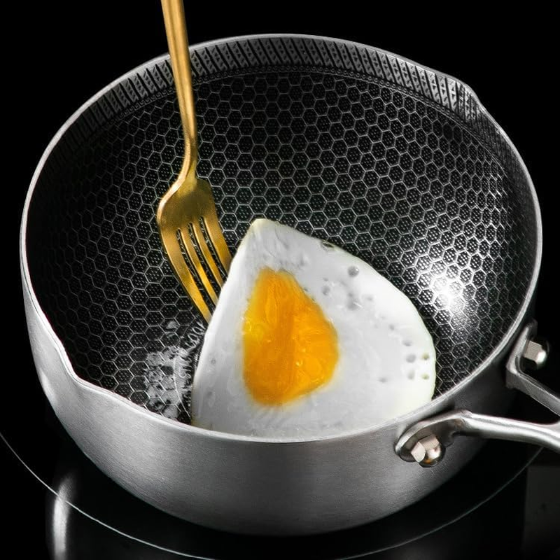 Frafuo 316L Stainless Steel Saucepan Compound Steel Honeycomb Nonstick Sauce Pan with Glass Lid 3L Pot Stay-Cool Handle Multipurpose Milk Saucepan, Induction Capable and Gas Stove image number 1