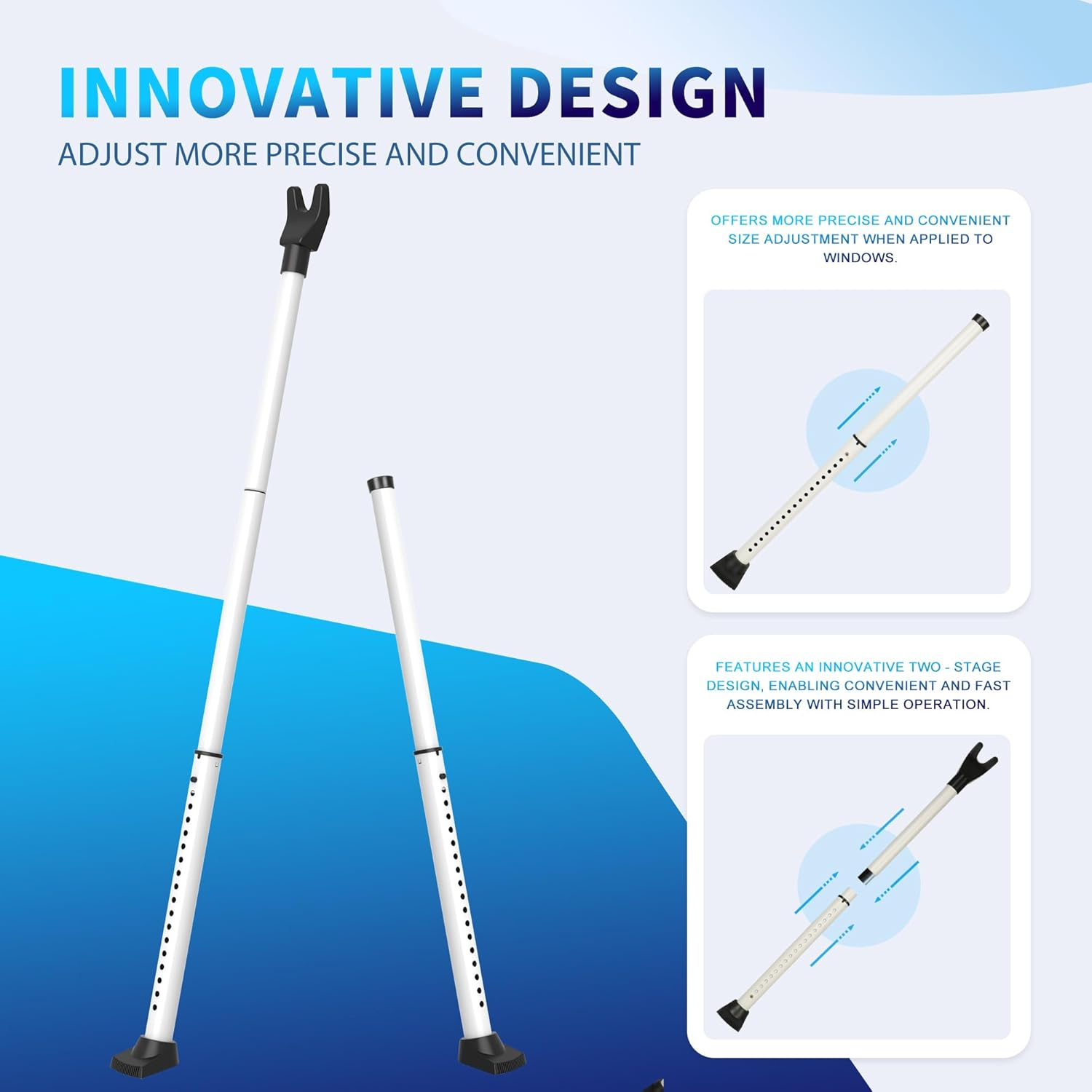 2025 Upgraded 2-In-1 Door Security Bar & Sliding Windows Bar,Adjustable Heavy Duty Stoppers Jammer for Apartment,Home, Hotel Room,Travel(1 Pack,White)