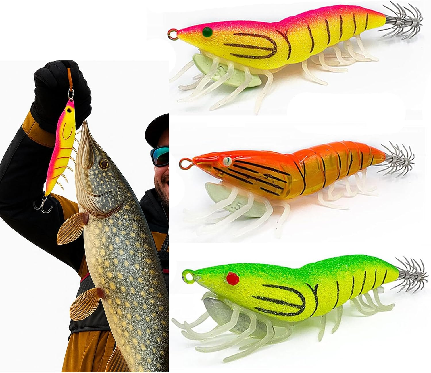 SYGELER Pre-Rigged Fishing Jigs，Fishing Lures Shrimps Baits Pre-Rigged Fish Jigs for Crappie Trout Walleye Saltwaterr Freshwater image number 4