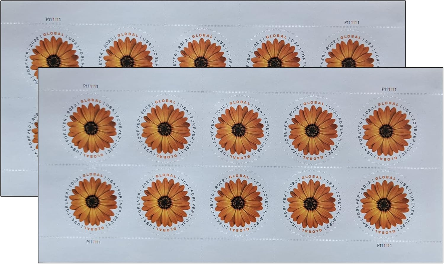 USPS African Daisy Flower Global US First Class International Current Rate Forever Postage Stamps Wedding (20 Stamps) (580100)