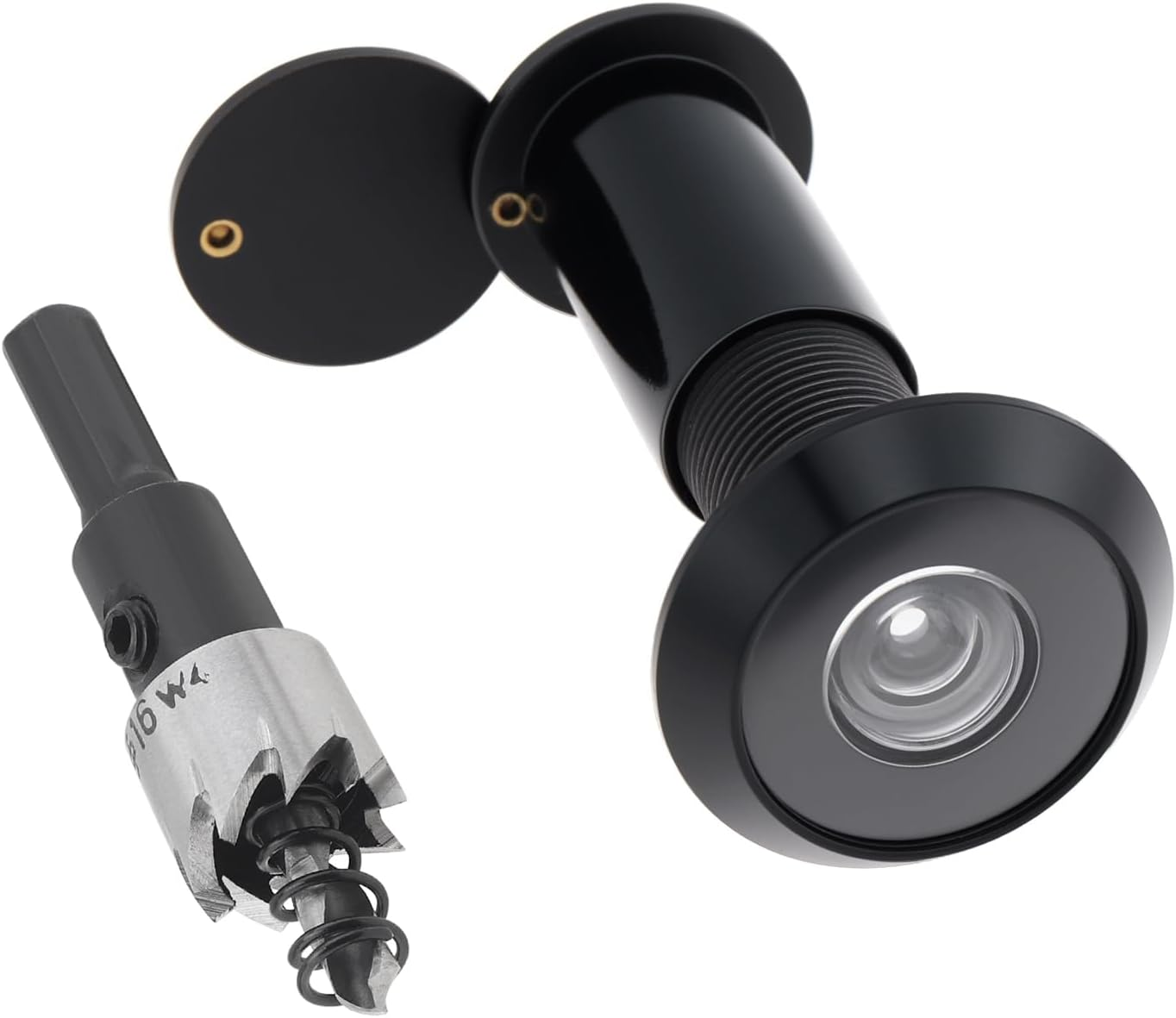 HOJLKLD Door Viewer Peephole,Solid Brass 200 Degree Peep Hole with 16 MM Drill Bit for 1-1/2" to 2-3/8" Doors,5/8 Inch Pipe Diameter Door Eye Viewer with Privacy Cover (1, Black) image number 6