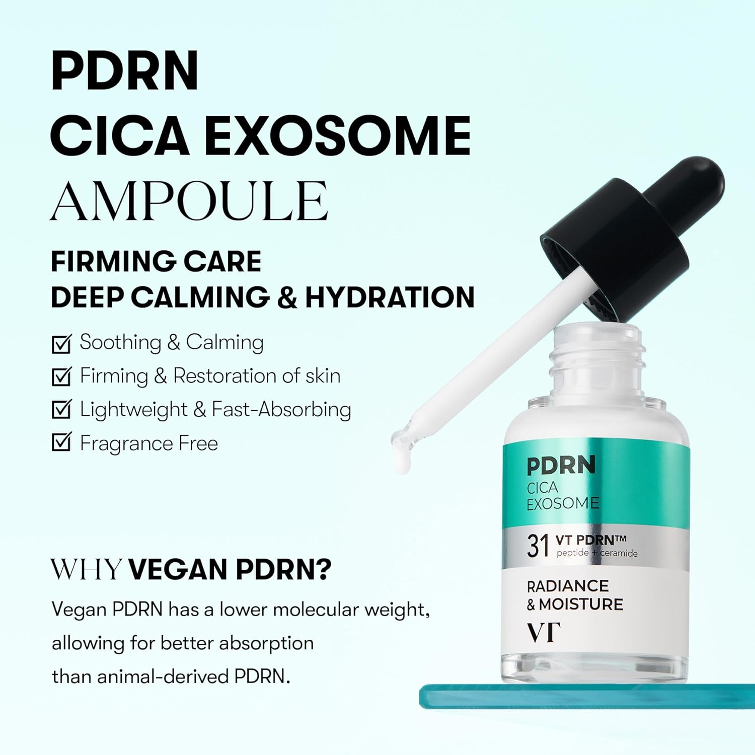 VT COSMETICS PDRN Cica Exosome Ampoule, Firming Serum with Peptide & Ceramide for Anti-Aging, Wrinkle Care, Plumping, Hydration & Radiant Glow, for All Skin Types, Korean Skincare (1.01 Fl. Oz.) image number 4