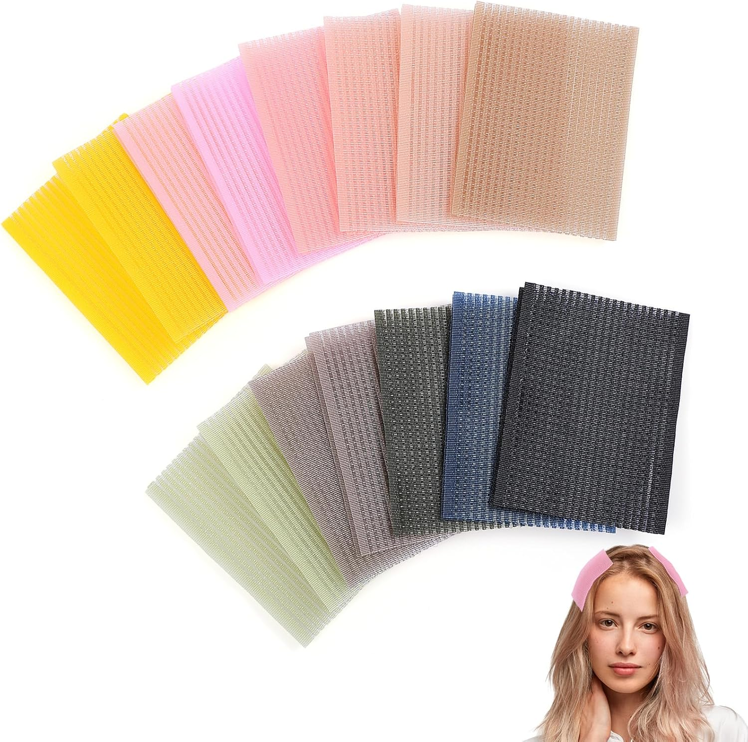 30 PCS Hair Pad Packing, Colorful Magic Bangs Hair Sticker Pad Women Square Hair Fringe Fixed Styling Clip for Salon and Barber image number 2
