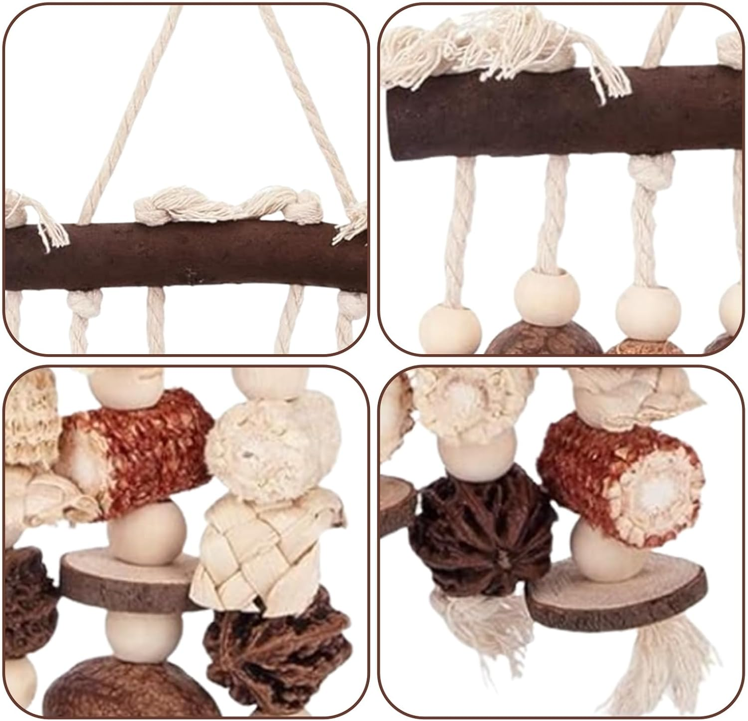 Large Parrot Toy, 18-Inch Natural Wood Chew and Tear Toy for African Grey Parrots image number 3