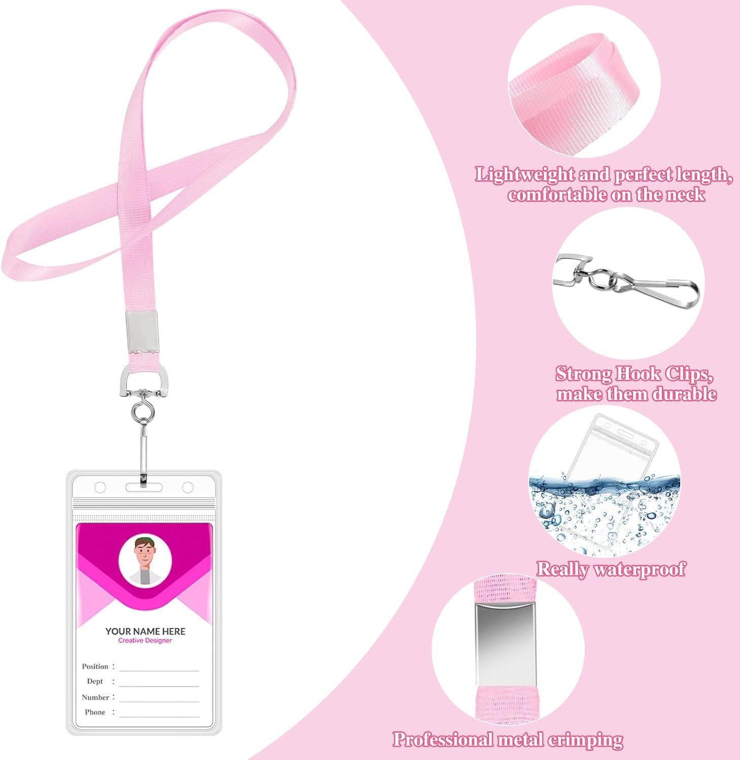 12 Pack Cruise Lanyards with ID Card Holder, Durable Lanyards with Waterproof ID Badge Holder Cruise Lanyards for Office, School, Travel (12 Colors) image number 4