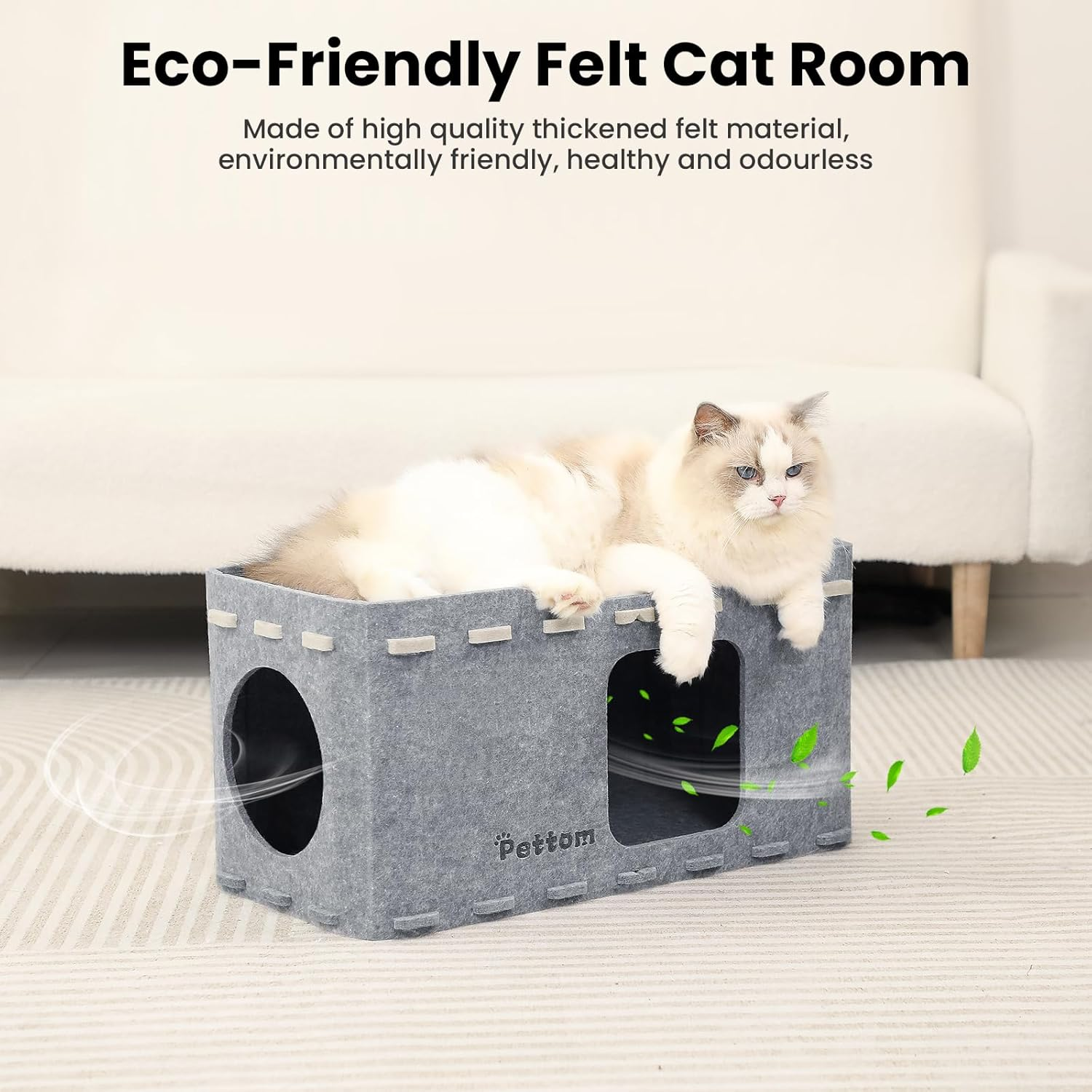 PETTOM Cat Cave Bed for Indoor Cats, Cat Tunnel House for Multiple & Large Cats, Cat Accessories image number 2
