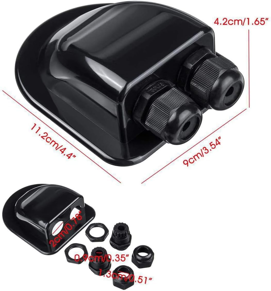 Weatherproof Solar Cable Entry Cover, Waterproof Solar Double Cable Connector Cover Solar Photovoltaic Plastic Bracket Bend ABS Double Cable Entry Housing for RV, Marine, Boat, Cabin Solar Panels image number 5