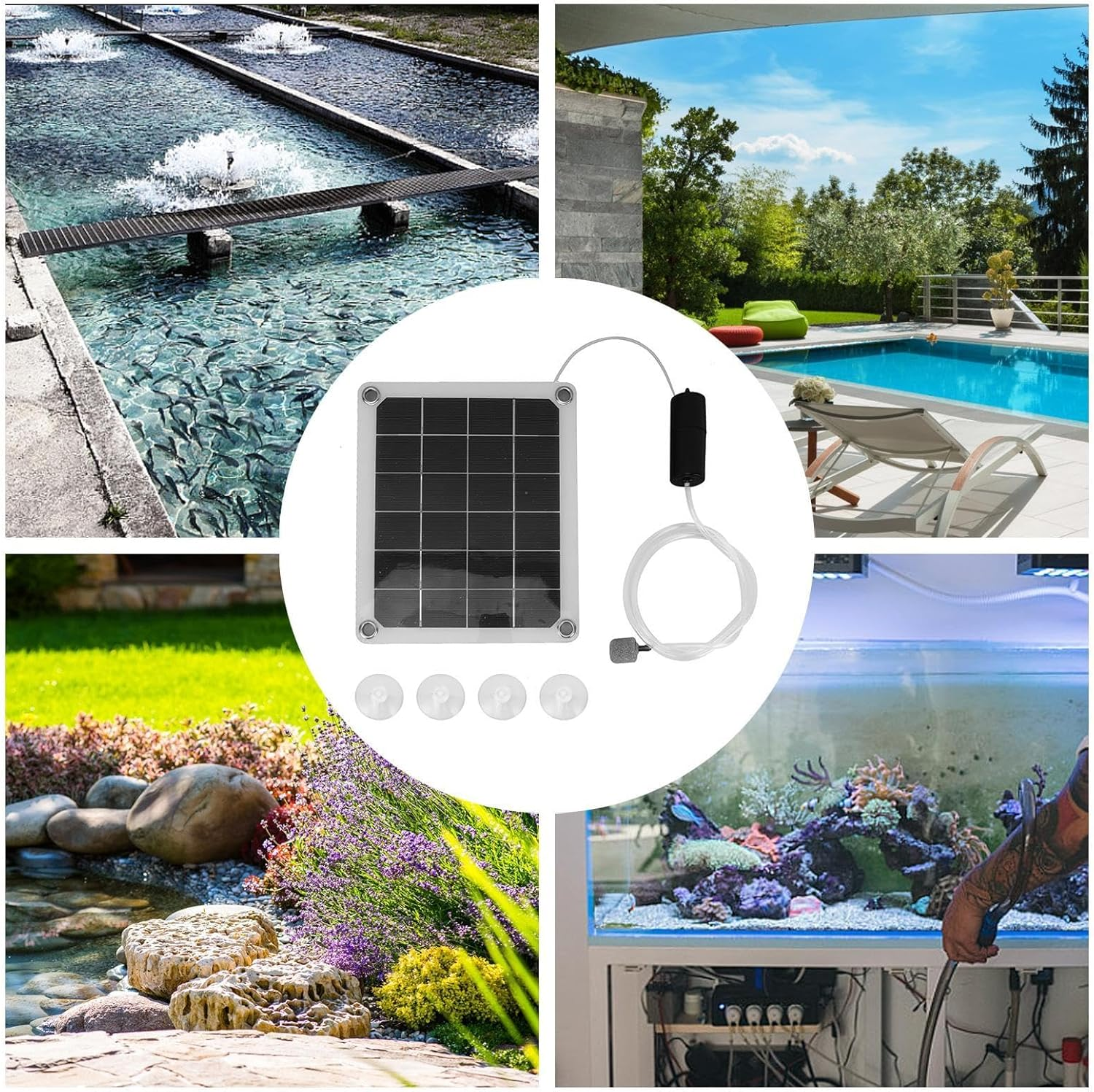Solar Powered Aerator - USB Powered Pond Air Aerator | Pond Aerator, Portable Pond Aerator Pump for Ponds & Lake, Fish Tank, Aquarium image number 4