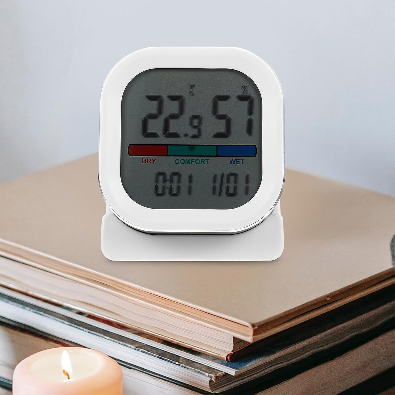 Digital Hygrometer Thermometer with Color LCD Display and Clock Function Accurate Indoor Humidity Measuring Gauge for Home Office Greenhouse Abs and Aluminum Alloy Design image number 3