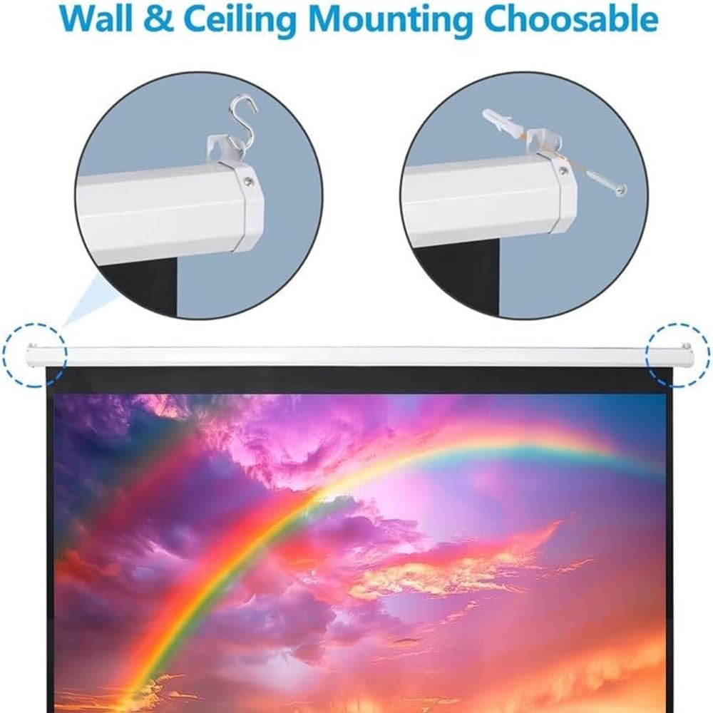 60"/72" Manual Pull down White Projector Screen Anti-Crease Portable Projection Movie Screen Outdoor Indoor Public Display Screen(72",4:3) image number 3