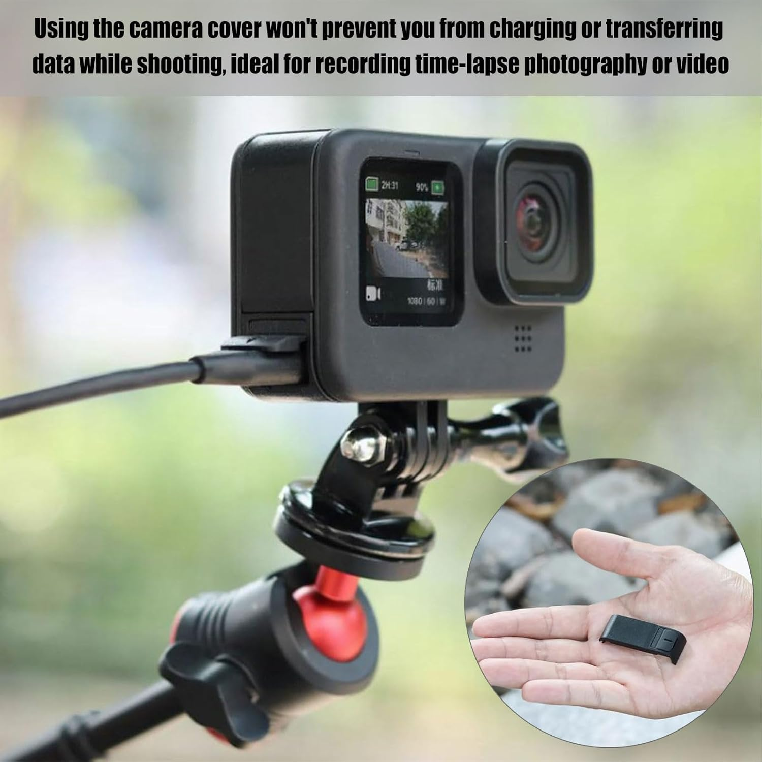 Replacement Battery Cover for G0Pro 9/10/11/12/13, Sports Camera Battery Cover, Removable Battery Cover with Type-C Charging Port for G0Pro, Replacement Protective Case Side Cap G0Pro Battery Dust image number 4