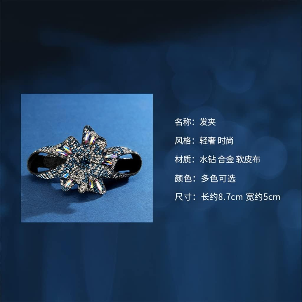 Alligator Clip,Headdress,Hair Clamp,Hairpins,Rhinestone Hairpin Female Korean Flower Clip Headgear Top Clip Hairpin Back Head Plate Hair Head Flower Jewelry (Color : B, Size : 8.7 * 5Cm) image number 2