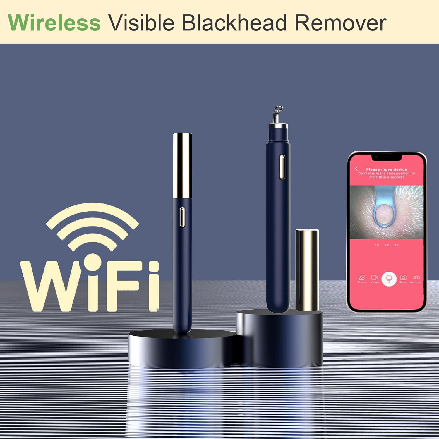 Blackhead Remover Tools with Camera Visible Pore Cleaner Waterproof Acne Comedone Whitehead Extractor Kit for Iphone/Android image number 2