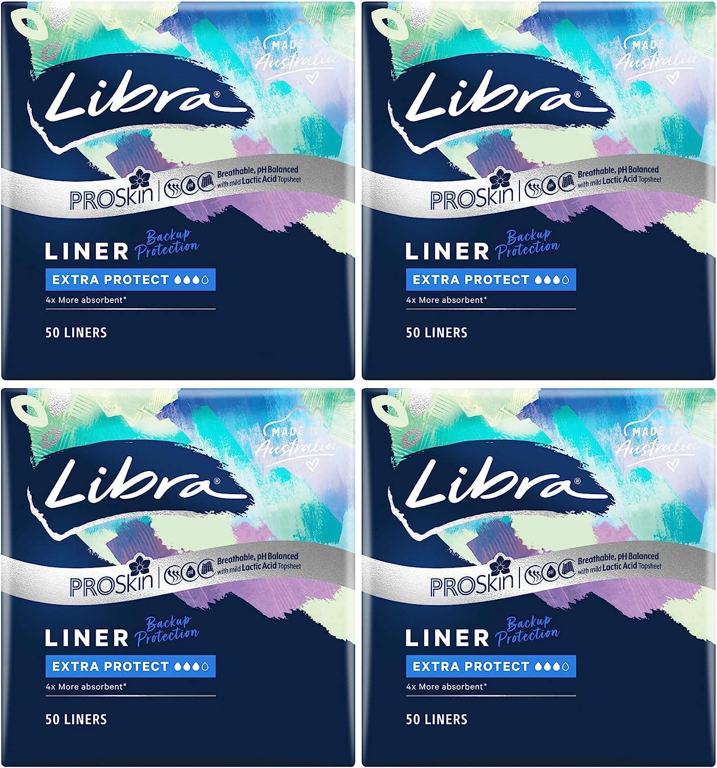Libra Proskin Extra Protect Liners 200 Count (4 Packs of 50)