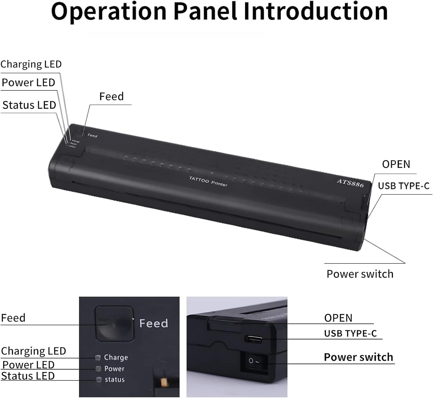 Portable Tattoo Stencil Printer &ndash; 1200Mah Wireless Tattoo Transfer Machine with 10 Transfer Papers, Mini Stencil Printer Compatible with Android, 10S & PC image number 4