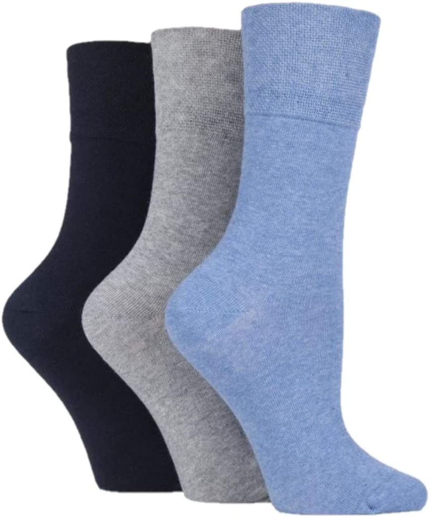 IOMI Footnurse | Sockshop | Ladies&rsquo; Diabetic Cotton Rich Socks | 3 Pairs | Non-Binding Honeycomb Top, Soft & Breathable | UK 4-8 / US 5-9
