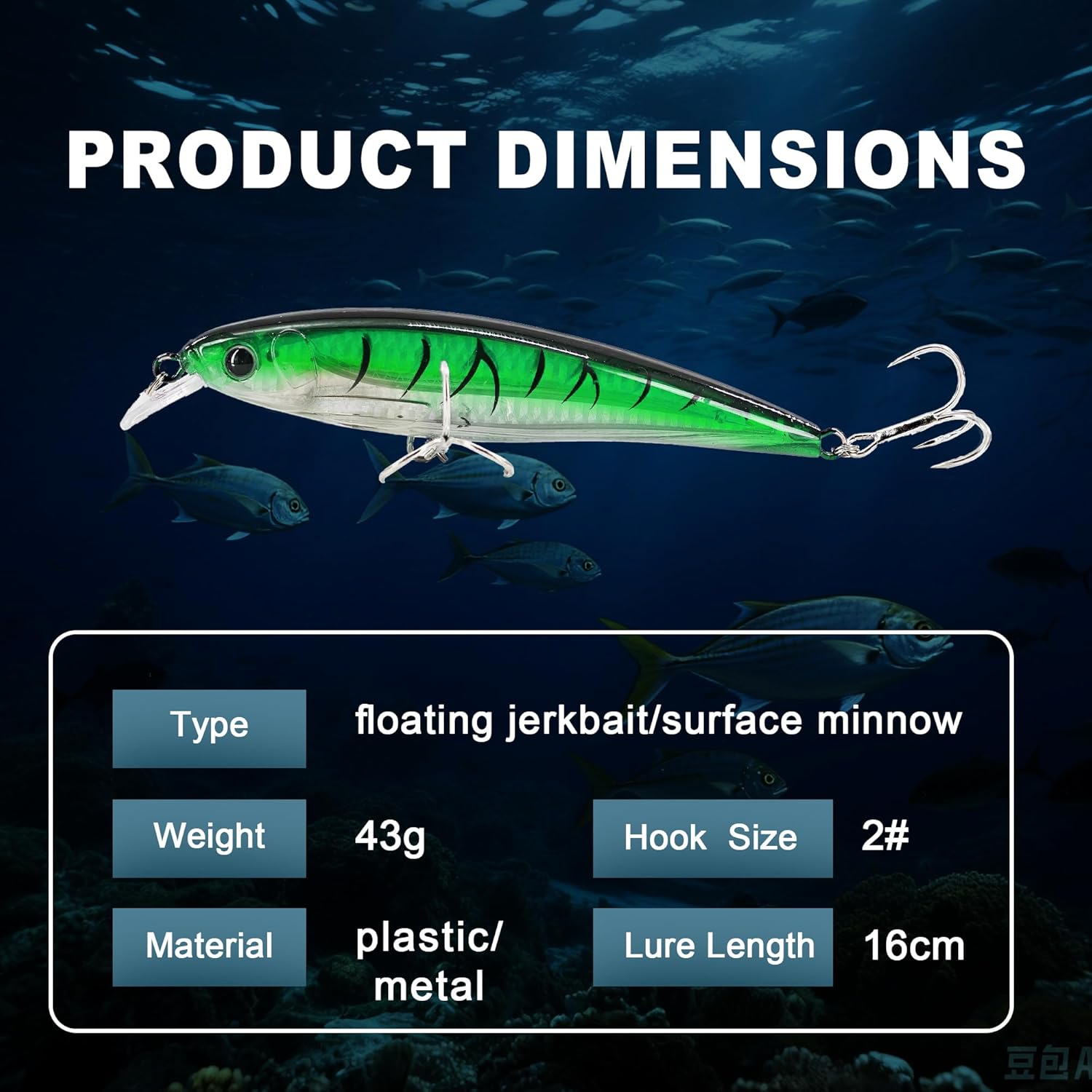 Keencatch Topwater Minnow Lure for Saltwater Fishing, Long-Casting Shallow Diver for Rock Fishing, Big Jerkbait for Kingfish, Bonitos, Salmon and Other Pelagic Fish image number 4