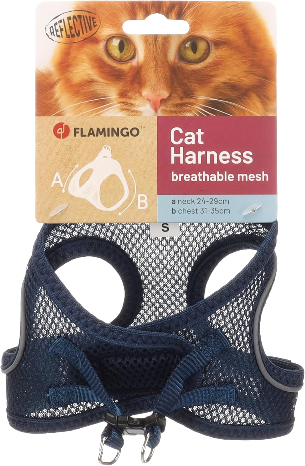 Flamingo Cat Harness Step&Go Berta Dark Blue S 24-29 Cm 31-35 Cm image number 3