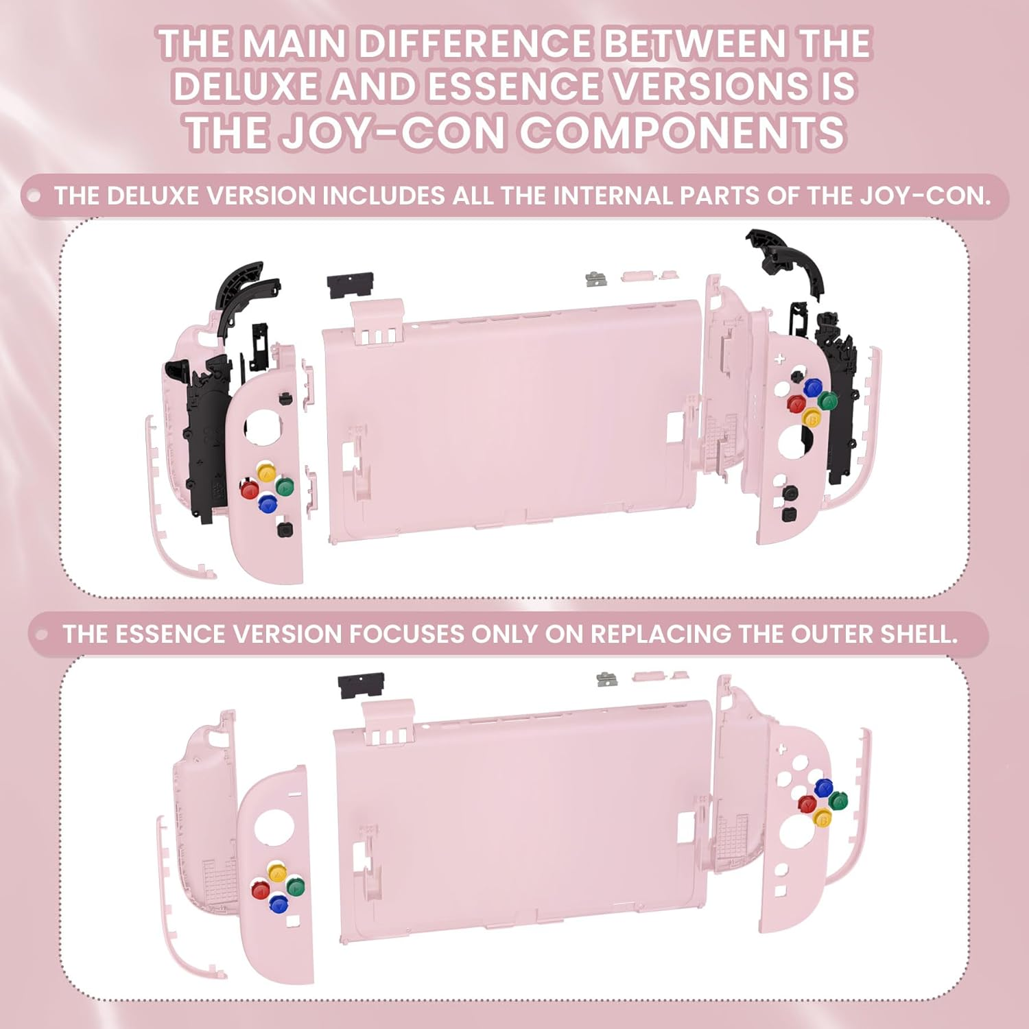 Extremerate DIY Replacement Shell Buttons for Nintendo Switch 2, Full Set Rear Back Plate Controller Housing with Button for Switch2 Handheld Console & Joycon 2 - Deluxe Version - Cherry Blossoms Pink - New Hope Gray image number 7