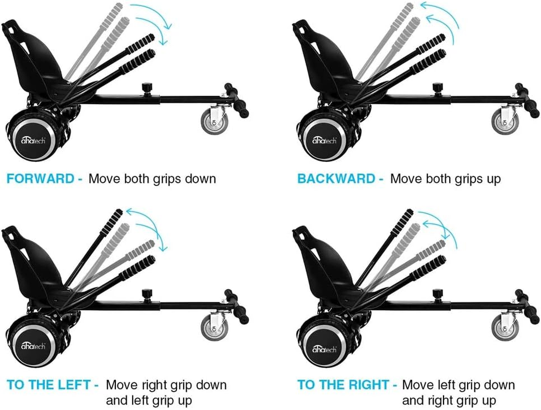 Ahatech Adjustable Hoverkart Hoverboard Seat Attachment, Go Cart, Go Kart, Hoverboard Accessories, Conversion Kit, Hover Kart with Heavy Duty Frame, Fit All Ages, Fits 6.5"/8"/10" image number 3