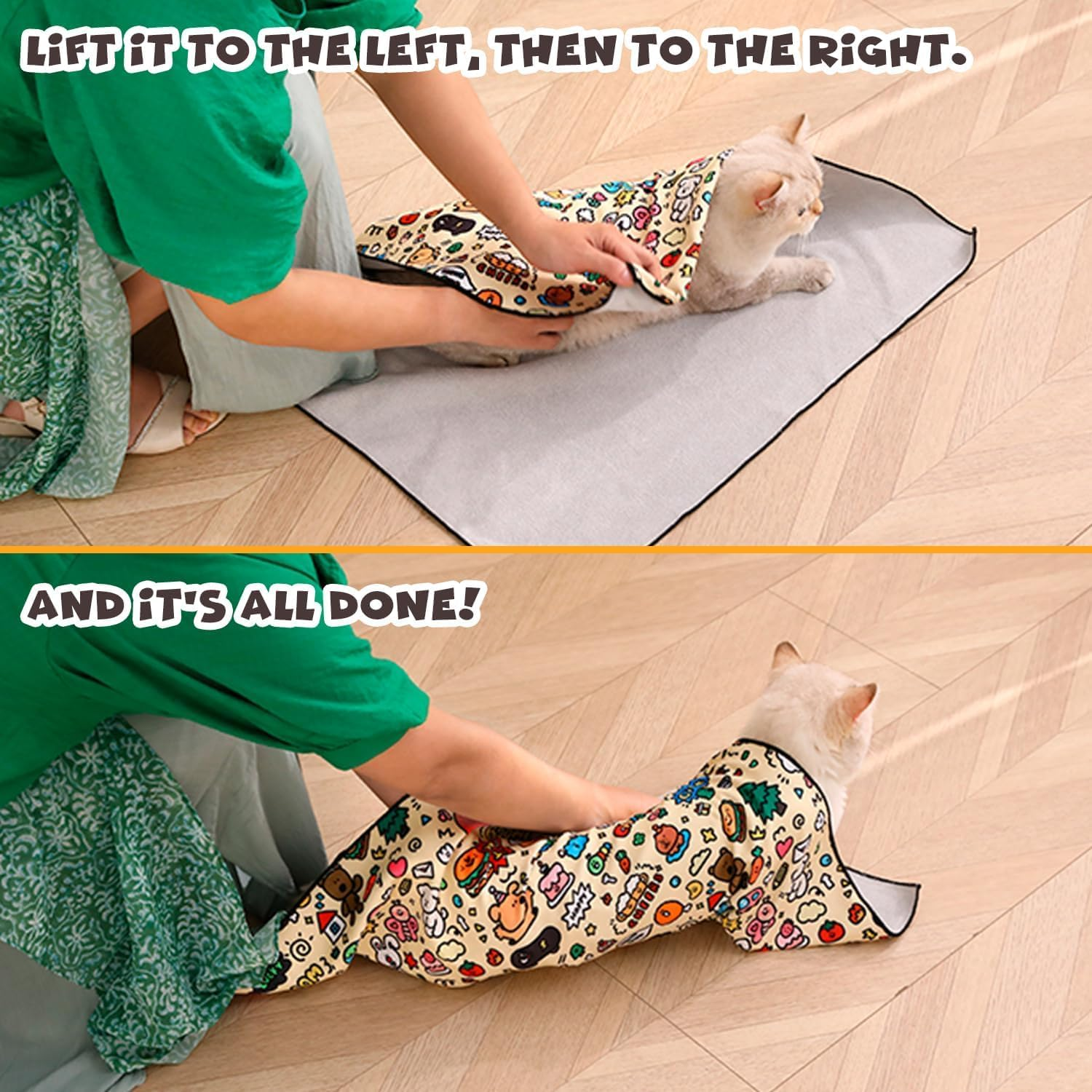 BEANPRECOY Cat Grooming Wrap Self-Adhesive Anti-Scratch Swaddle for Stress Free Nail Trimming, Medication & Bathing Secure Style Pet Restraint Bag for Cats & Kittens image number 1