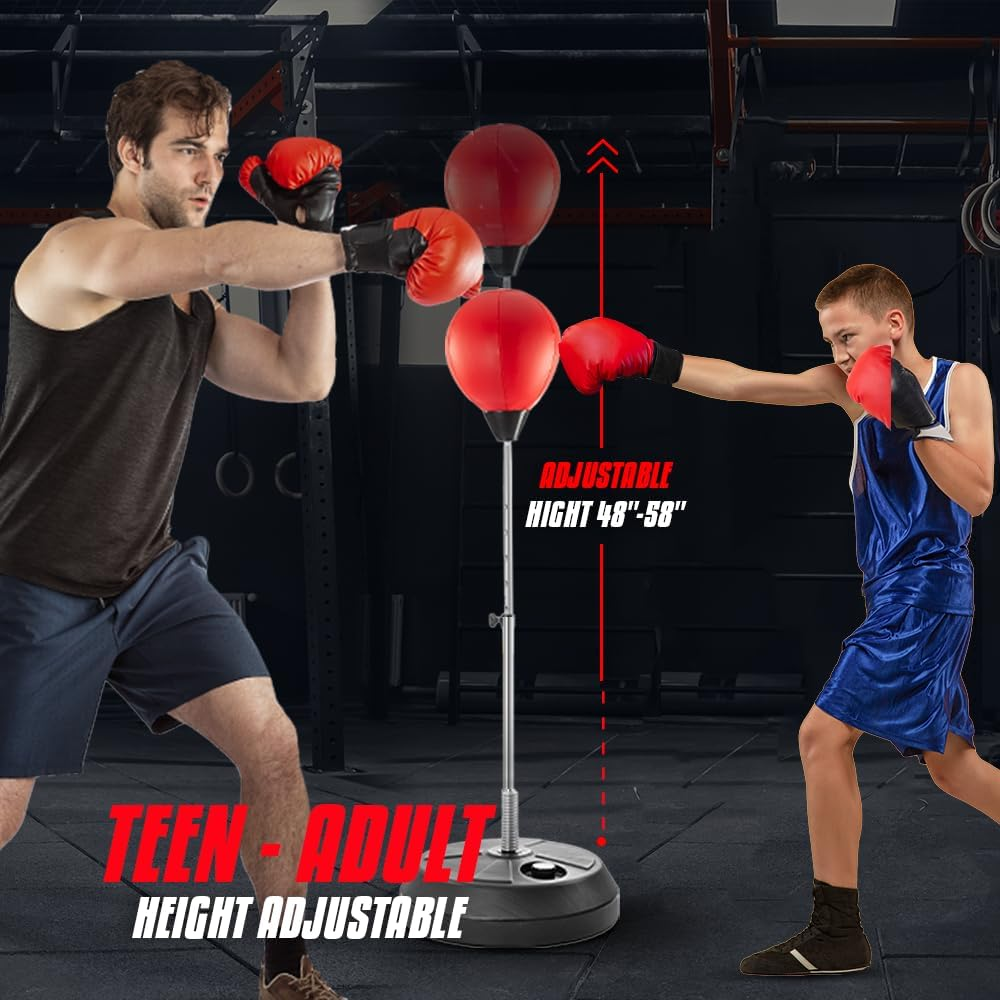 Tech Tools Boxing Ball Set with Punching Bag, Boxing Gloves, Hand Pump & Adjustable Height Stand - Strong Durable Spring Withstands Tough Hits for Stress Relief & Fitness image number 2