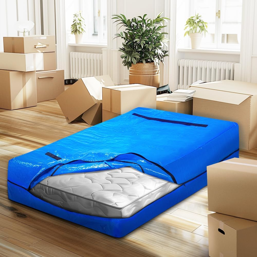 MOBI Mattress Bags for Moving and Storage, Mattress Cover with 8 Heavy Duty Handles and Strong Zipper Closure, Moving Supplies & Moving Bag, Navy, King Single Size - 207X110X38Cm image number 3