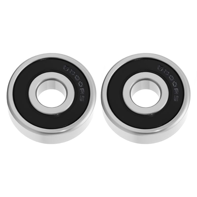 2Pcs 6000-2RS Deep Groove Ball Bearings, Double Sealed Chrome Steel Bearings, Compatible with Skateboards, Longboards, Inline Skates, Scooters, Fidget Spinners and Small Machinery image number 1