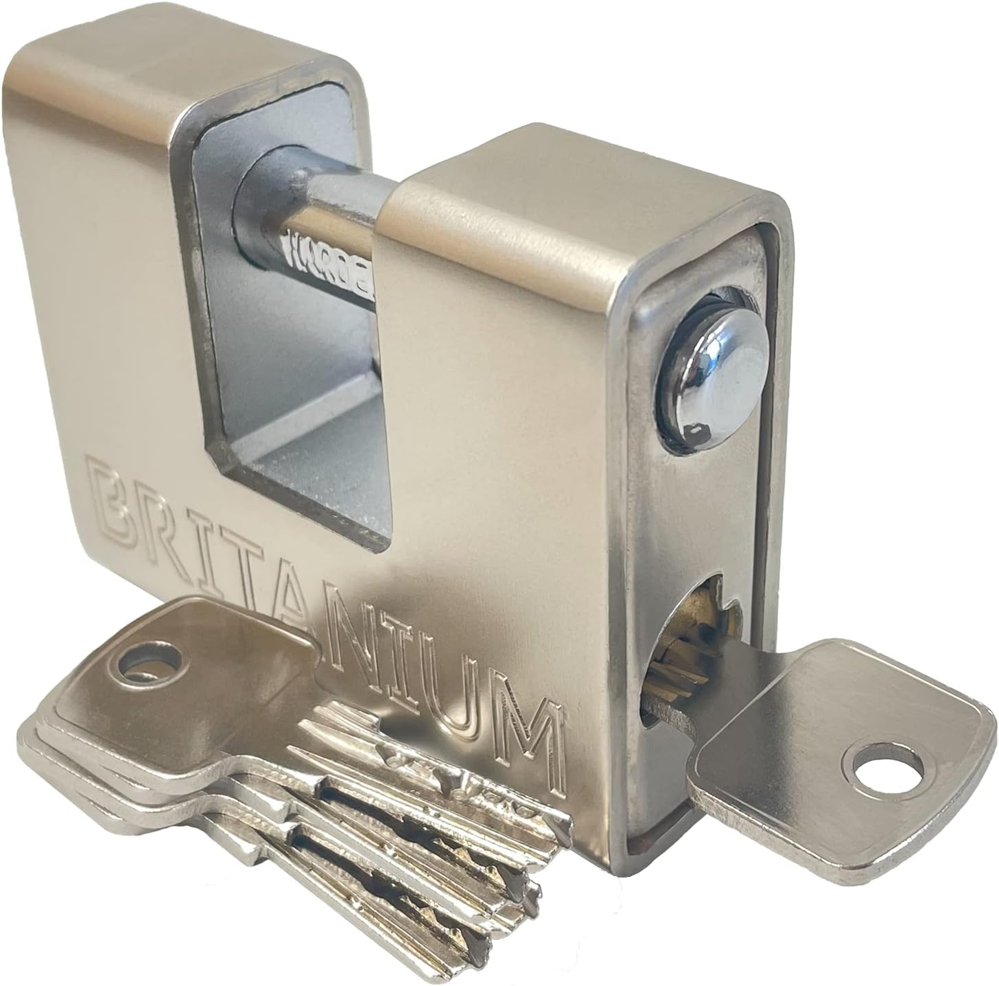 BRP/74 [Armoured] Shipping Container Padlock - [Anti Drill Cylinder] - Heavy Duty Lock for Storage Unit, Motorbike, Shed & Garage Silver image number 6