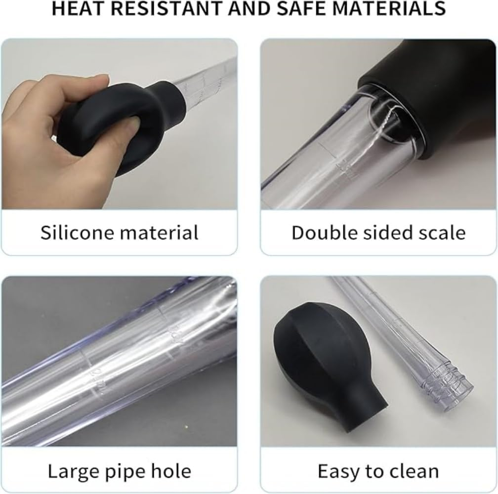 Turkey Baster,Plastic Baster, Syringe Baster for Thanksgiving Meat,Cooking,Bbq,Baking,Kitchen,Fish Tank Cleaning,30Ml Heat Resisting Strong Suction Meat Baster (Black) image number 1