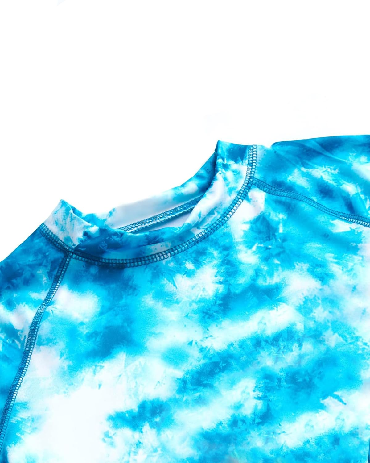 OXUBOAO Boys' Two-Piece Swimsuit Kids Rash Guard Set Blue Short Sleeve Swim Shirt with Orange Shorts Surfing Set image number 5