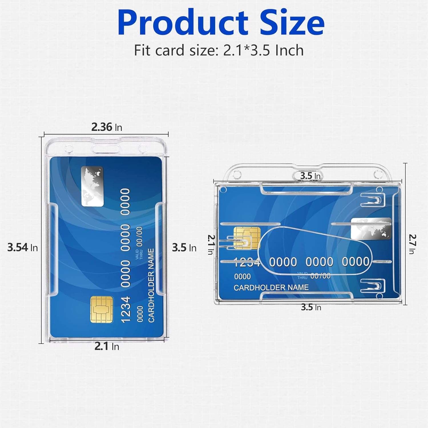 Teskyer 2 Pack Heavy Duty Retractable Badge Reel Clip with Hard Plastic Clear Badge Holders, Holding 2 Pieces of ID Badge Name Card, Vertical and Horizontal Style image number 3