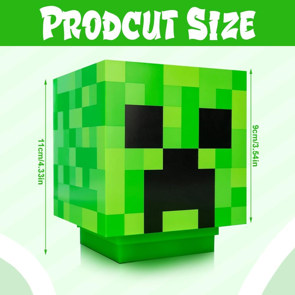 Creeper Lamp, Creeper Light, 3D Lamp with Zombie Sounds, Creeper Icon Lamp, LED Creeper Lamps, Creeper Light for Gift Idea Table Lamp Bedroom Decoration Toy [Energy Class A] image number 3