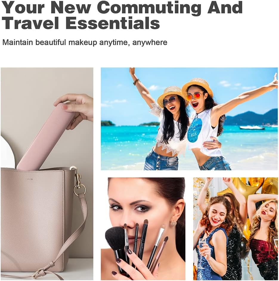 BEZOX Trendy Makeup Brush Holder - Silicon Makeup Brushes Travel Case, Sleek Travel Make up Tools Holder for Women, Waterproof Cosmetic Brush Travel Holder for All Your Brushes(Pink) image number 3