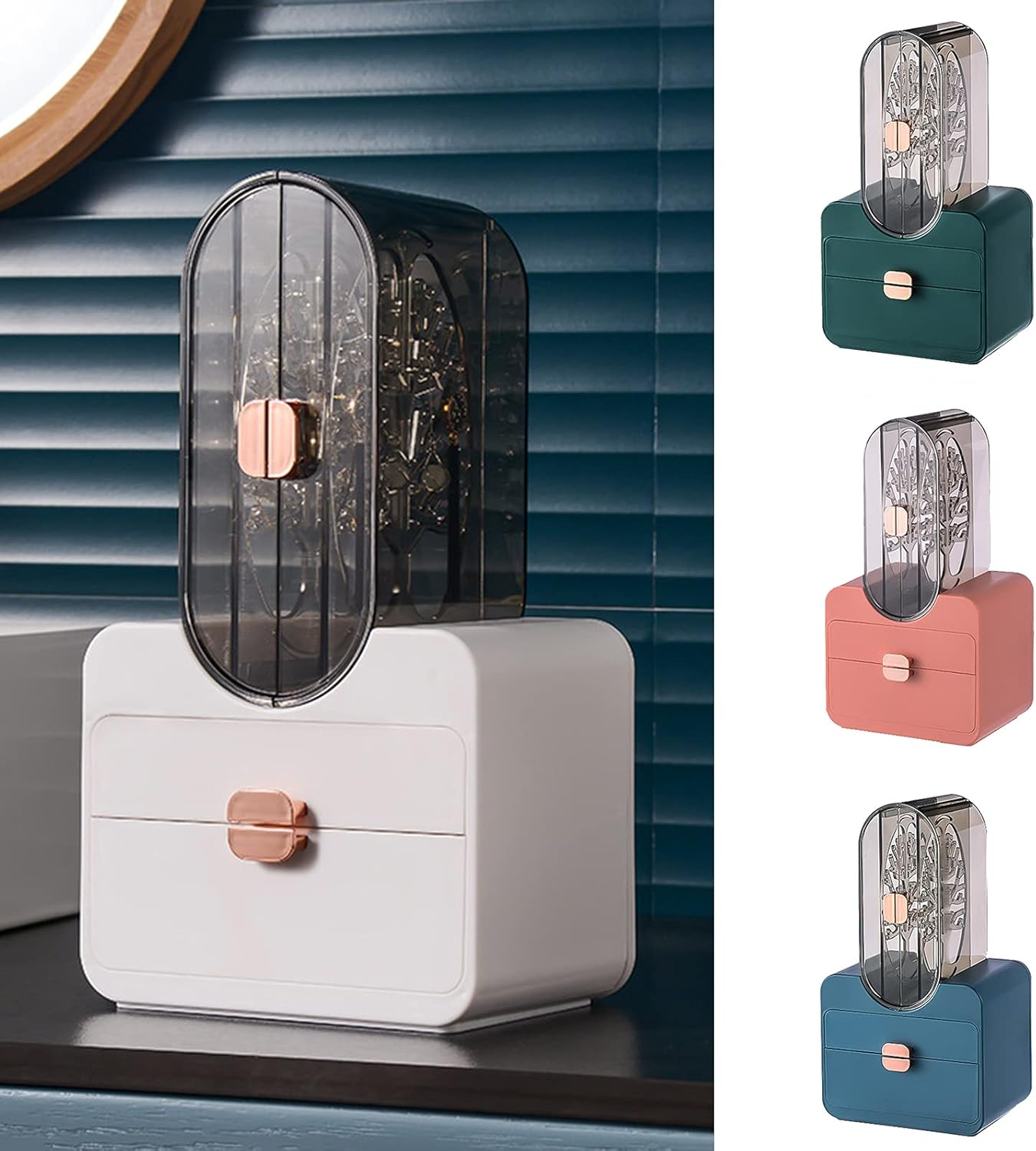 Jewelry Storage Box, Multifunctional Large Capacity Earrings Storage Box Portable Chinese Style Retro Necklace Storage Organizer for Girl Women/467 (Color : Blue) image number 4