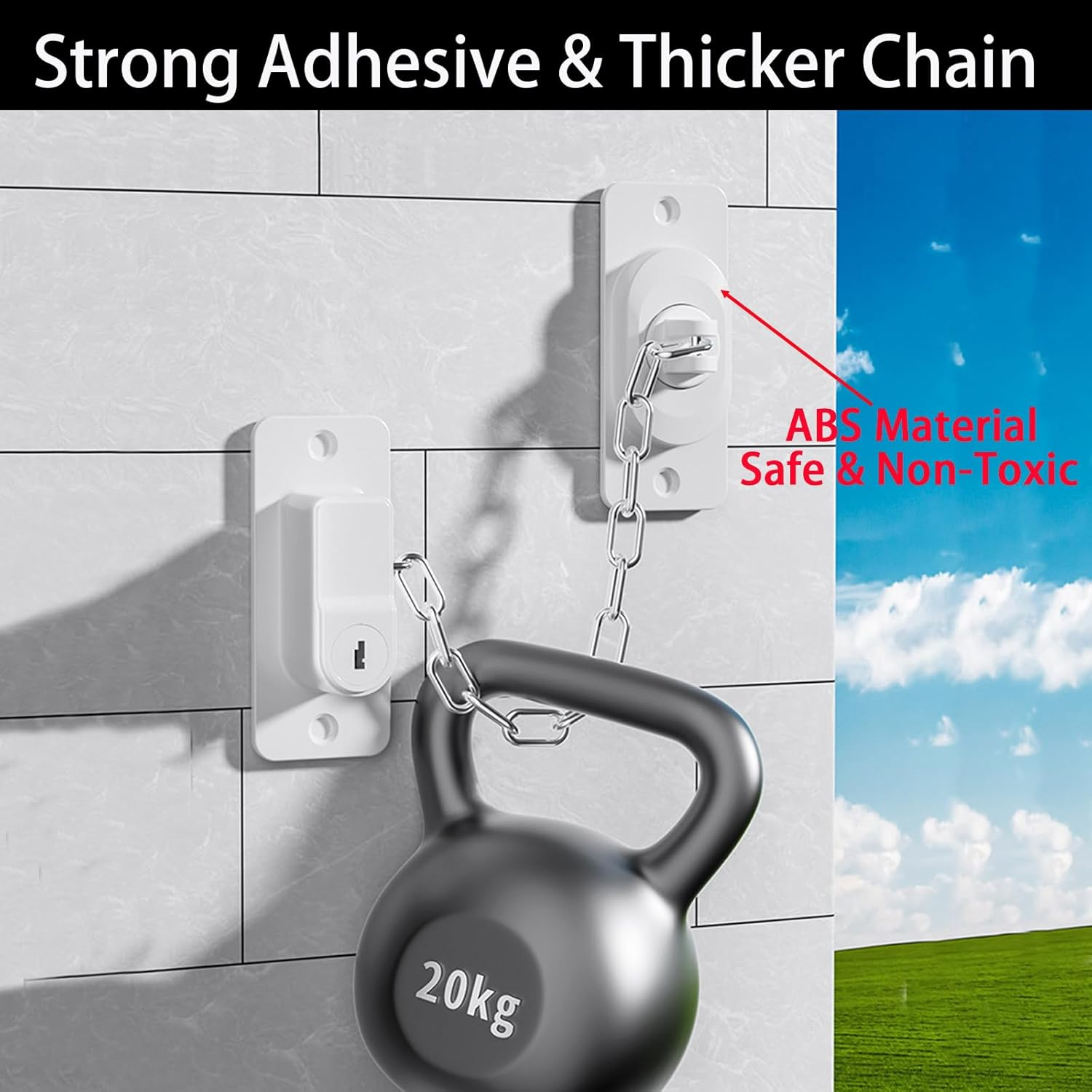 CMINGJ (6 Pack) Child Safety Locks, Adjustable Refrigerator Lock with Keys, for Fridge, Door, Drawers, Toilet and Child Safety Cabinet Lock, Door Lock, Window Lock for Kids and Toddlers (White) image number 4