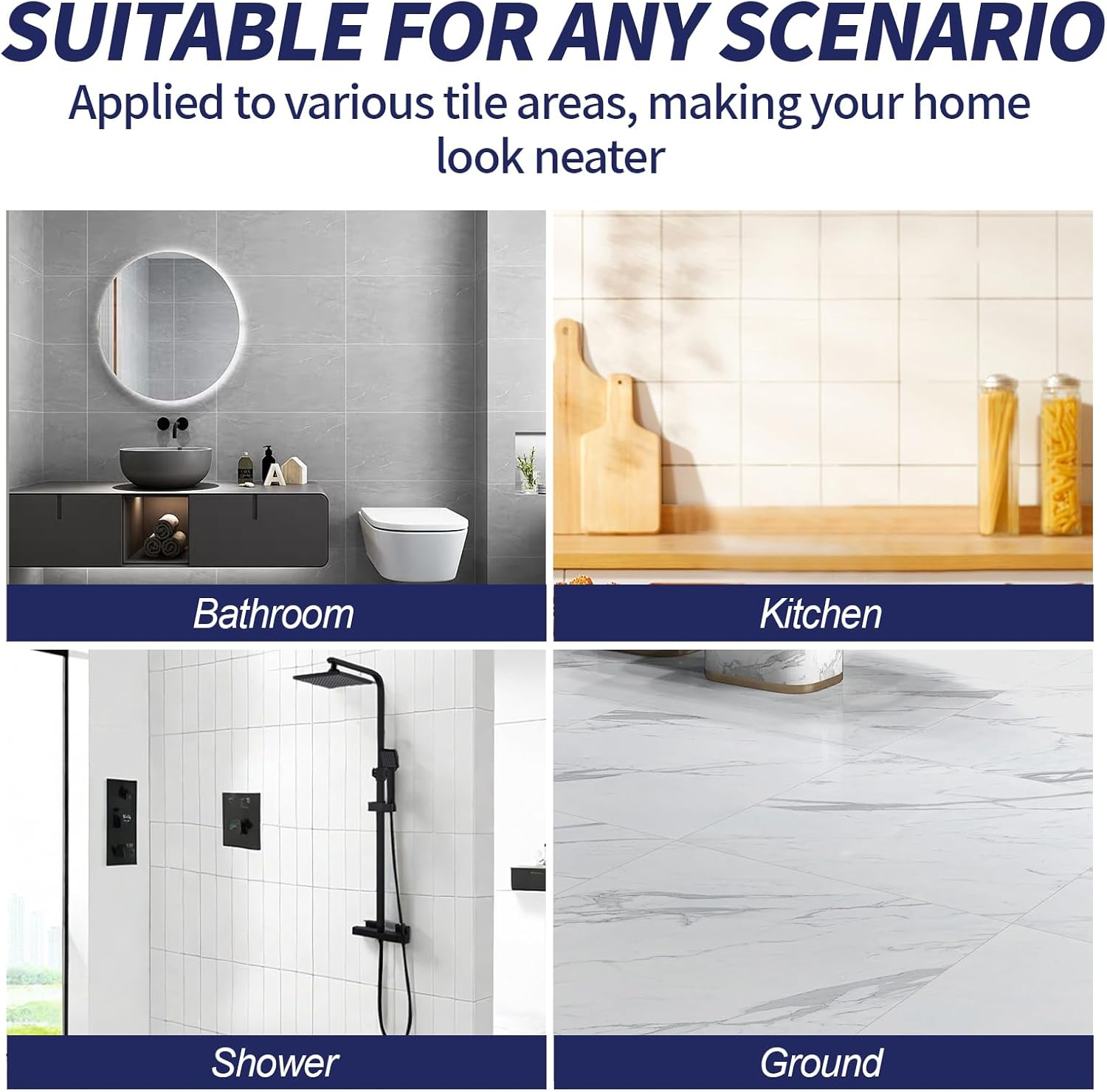 Grout Pen White - 2Pcs Waterproof Tile Repair Marker Kit | Grout Colorant for Stained Lines on Shower Tiles, Bathroom & Kitchen Floors | Bright White Touch-Up Paint, Seals & Cracks​ - White image number 4