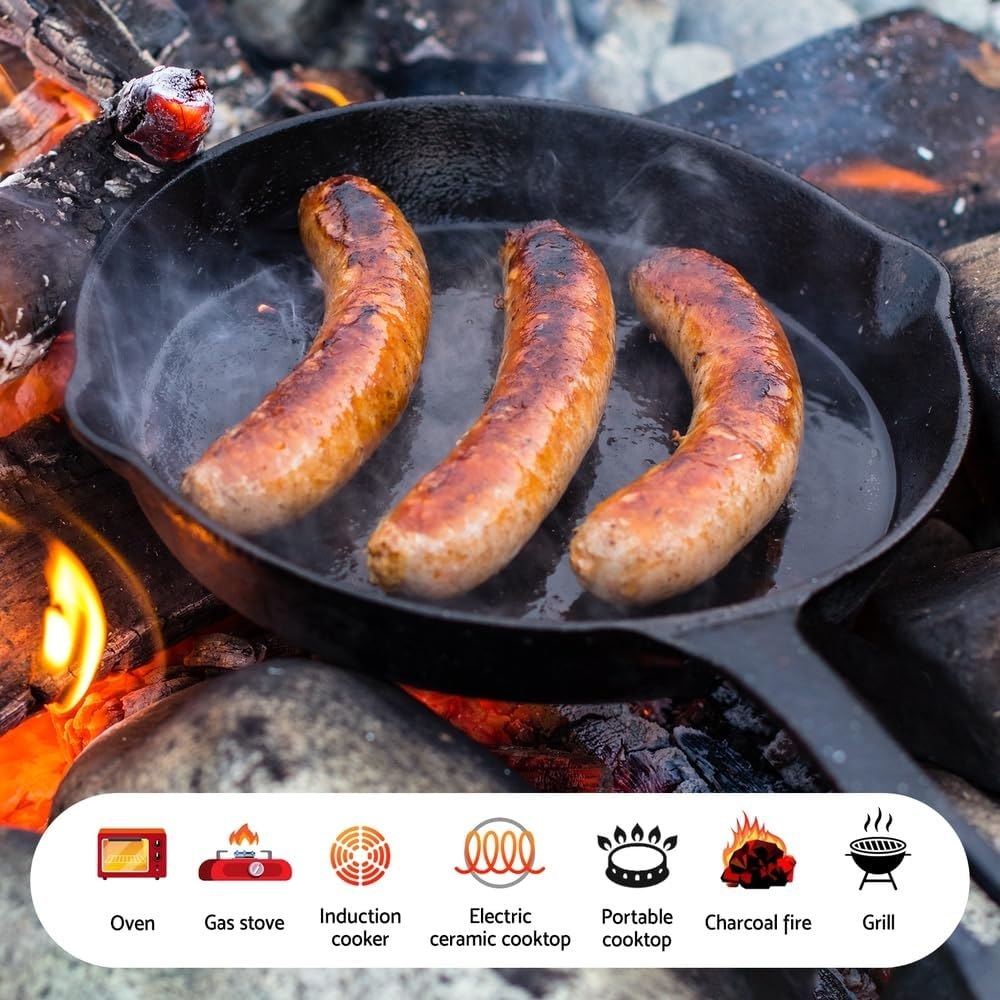 5-Star Chef Frying Pan Cast Iron Steak Skillet BBQ Oven Cookware 3PCS image number 1
