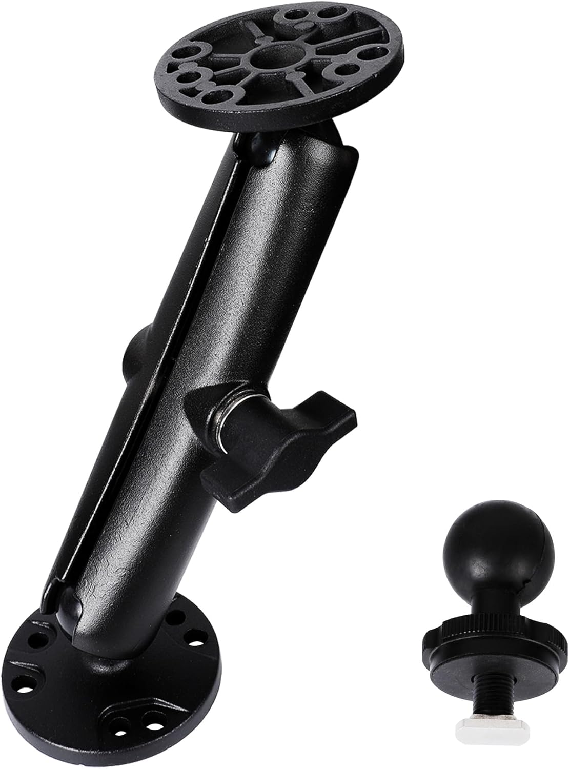 Aluminum 1" Double Ball Mount with Two AMPS round Plates，5.9" Extended Aluminum Alloy Arm，Fish Finder/Gps Mount & T-Bolt for Backup Camera Monitor， Compatible with RAM, Garmin Striker 4 image number 3