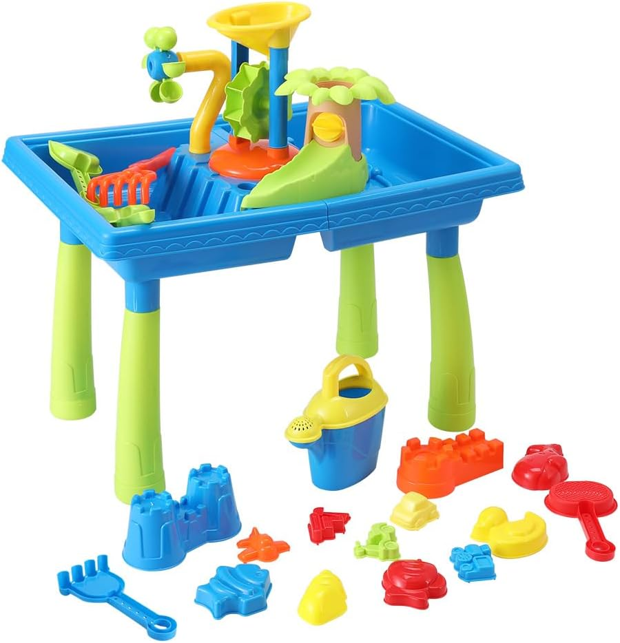 Keezi Kids Sand and Water Table Windmill Shovel Outdoor Sandpit Toys Beach Play image number 3