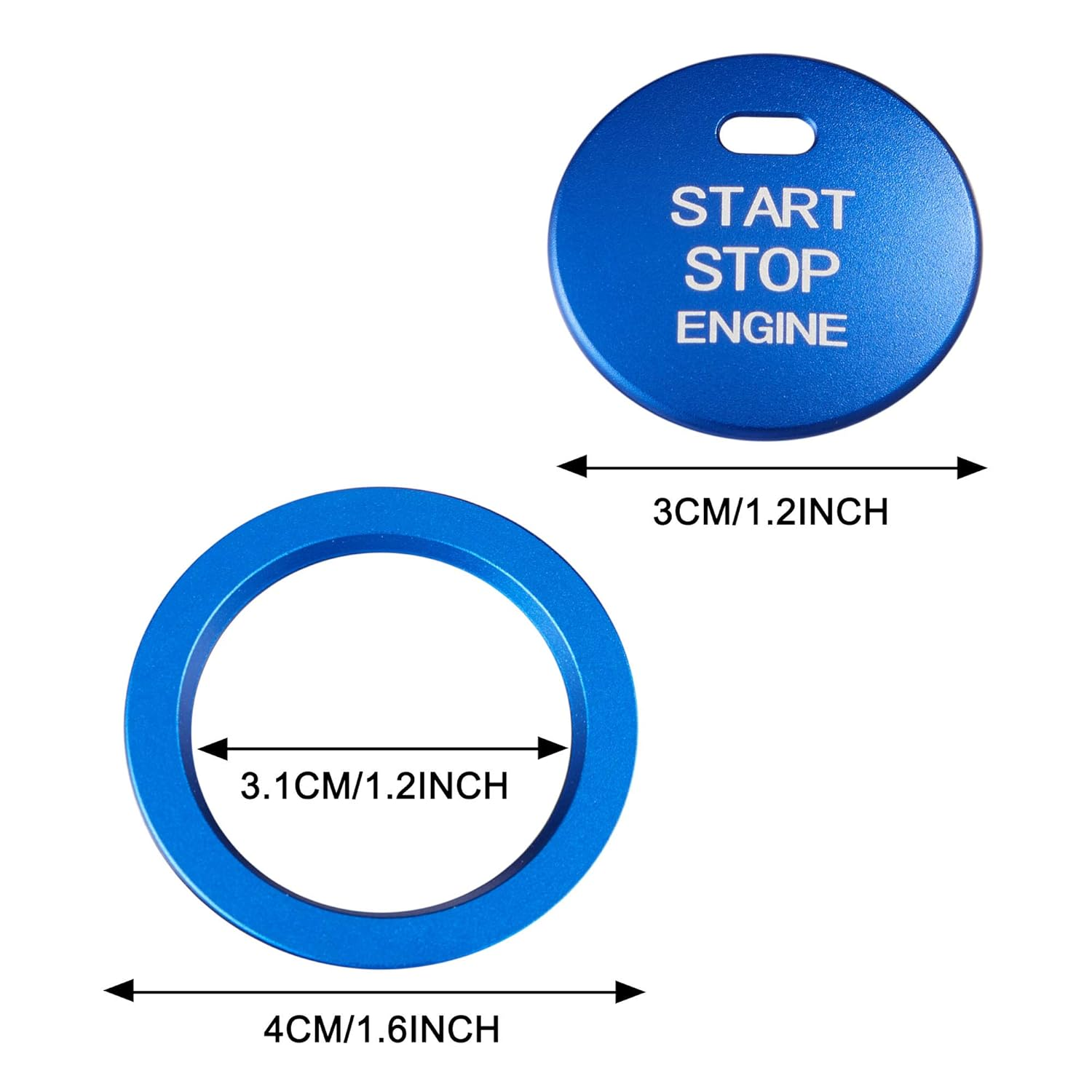 TOMALL Aluminum Engine Start Stop Push Button Cover Trim Compatible with Subaru Forester Legacy Impreza Outback Ascent BRZ XV Car Engine Ignition Start Button Cap Surrounding Trim Ring (Blue) image number 3