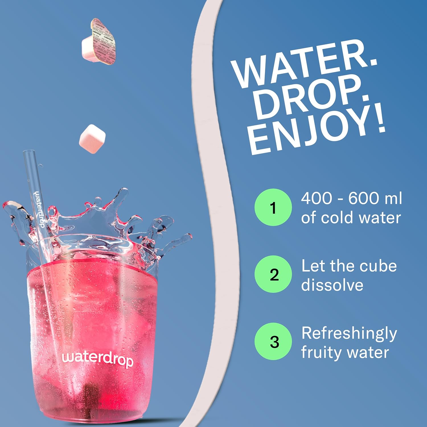 Waterdrop&reg; Microdrink Ice Tea Set - 36 Drops Cubes, Zero Sugar Powder - 3 Fruity Varieties: PEACH, LEMON, RASPBERRY - with Green and Black Tea Extracts - Valuable Vitamins image number 4