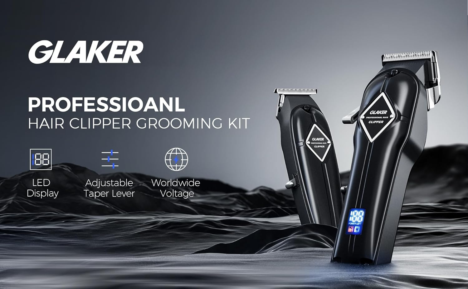 GLAKER Professional Hair Clippers and T-Blade Trimmer, Cordless Mens Hair Clippers Cut for Women Kids, Barber Clippers Rechargeable Fading Clippers with 15PCS Guards OBM Large Oil Included image number 5