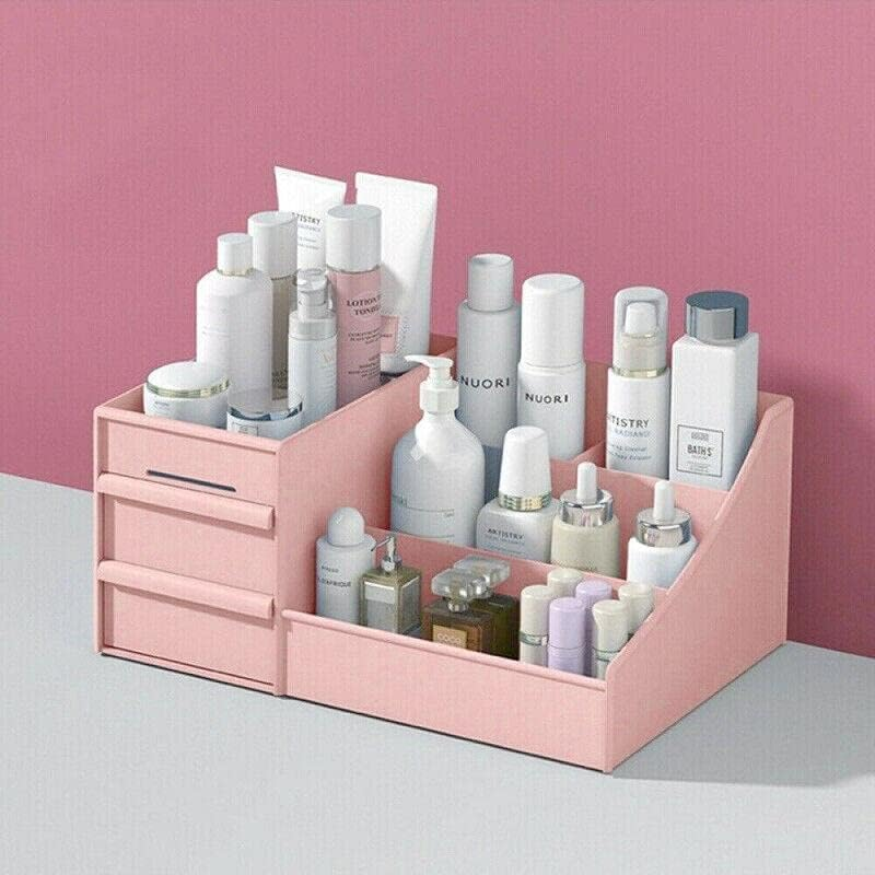 AIMALL Cosmetic Makeup Organizer with Drawers, Skincare Storage Box Holder, Durable Bathroom Holder Case, Space-Saving Design, 11.34 X 7.09 X 5.04 Inches, White, Pink, Blue or Khaki - Blue image number 7