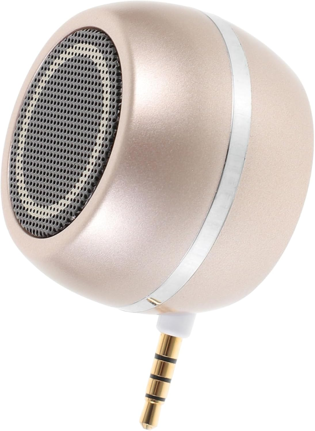 Mini Speaker 3.5Mm Aux and USB Rechargeable Desktop Loudspeaker for Mobile and Laptop, Portable Wired Aux in Speaker, Compact Gold Finish Sound System for Travel and Home Use image number 3