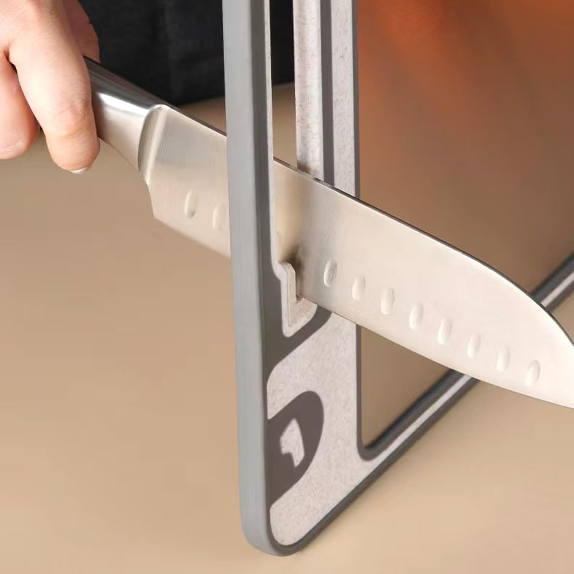 6-In-1 Stainless Steel Double-Sided Cutting Board with Knife Sharpener & Garlic Grinder &ndash; Non-Slip, Bpa-Free, Dishwasher Safe Chopping Board for Meat, Vegetables, Fruit, Bread &ndash; 37X25Cm image number 5