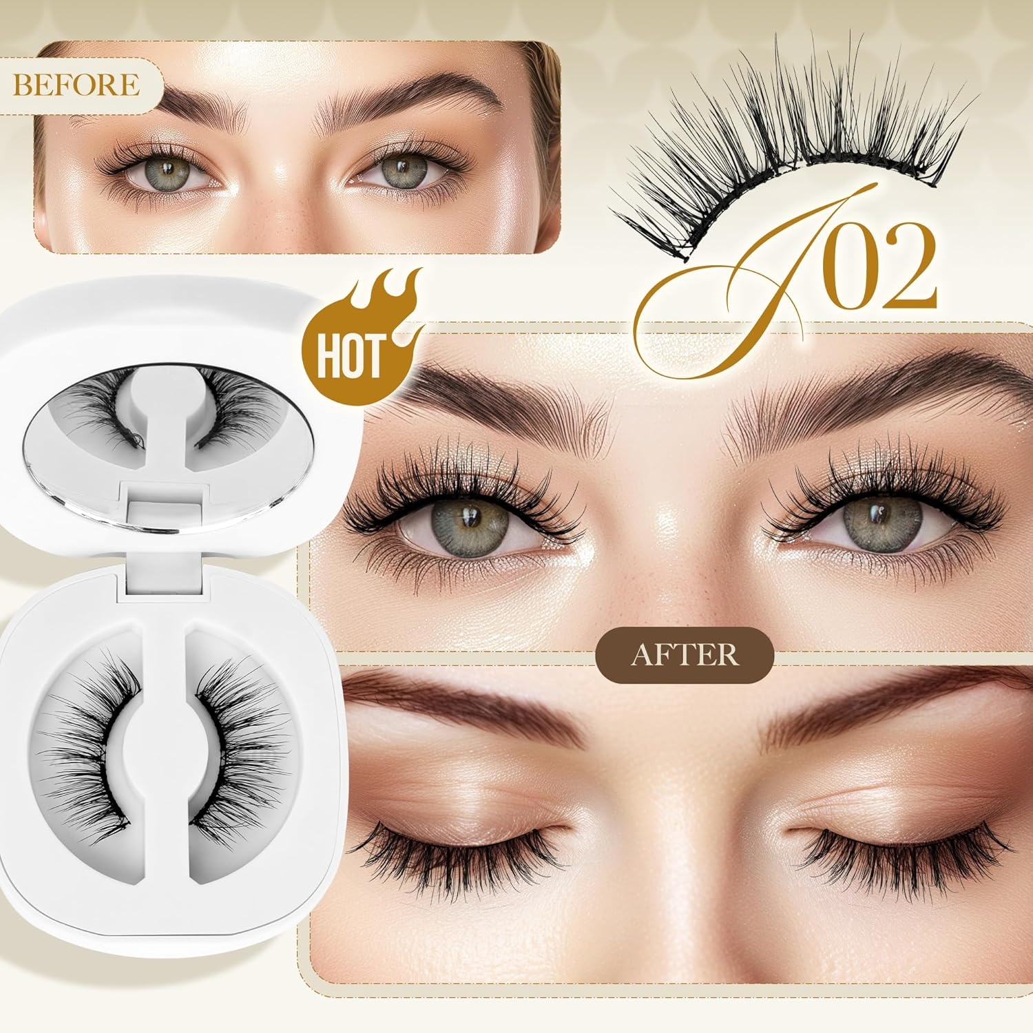 LASHVIEW Magnetic Eyelashes Natural Look, Reusable Manga Magnetic Lashes Kit with Applicator RCM01-DE-NEW image number 4