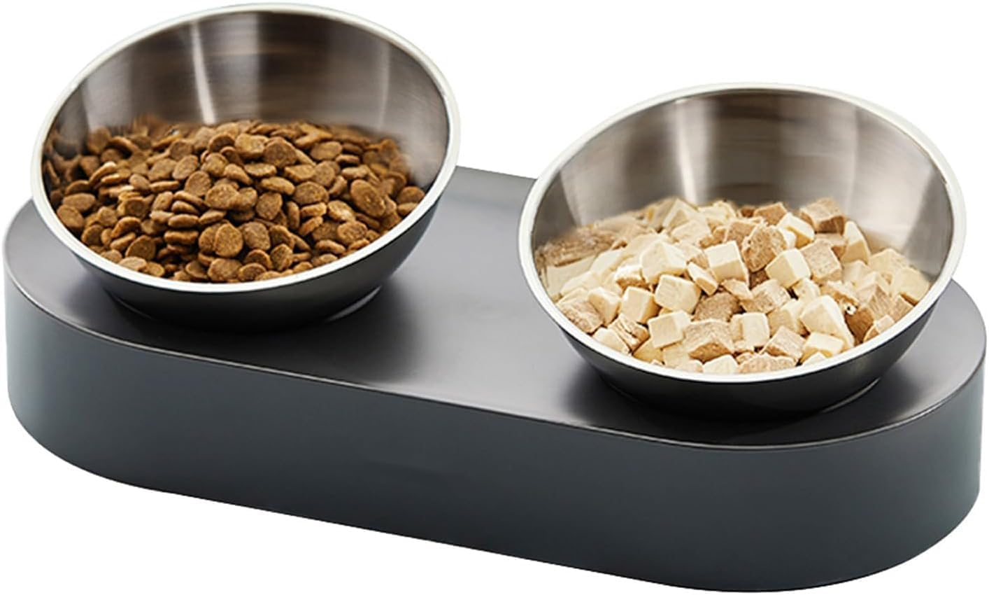 Raised Dog Cat Food Bowl 304 Stainless Steel, Elevated Pet Food and Water Bowl Dishes, Elevated Cat Bowls, Non-Slip Tilted Cat Bowl No Spill image number 3