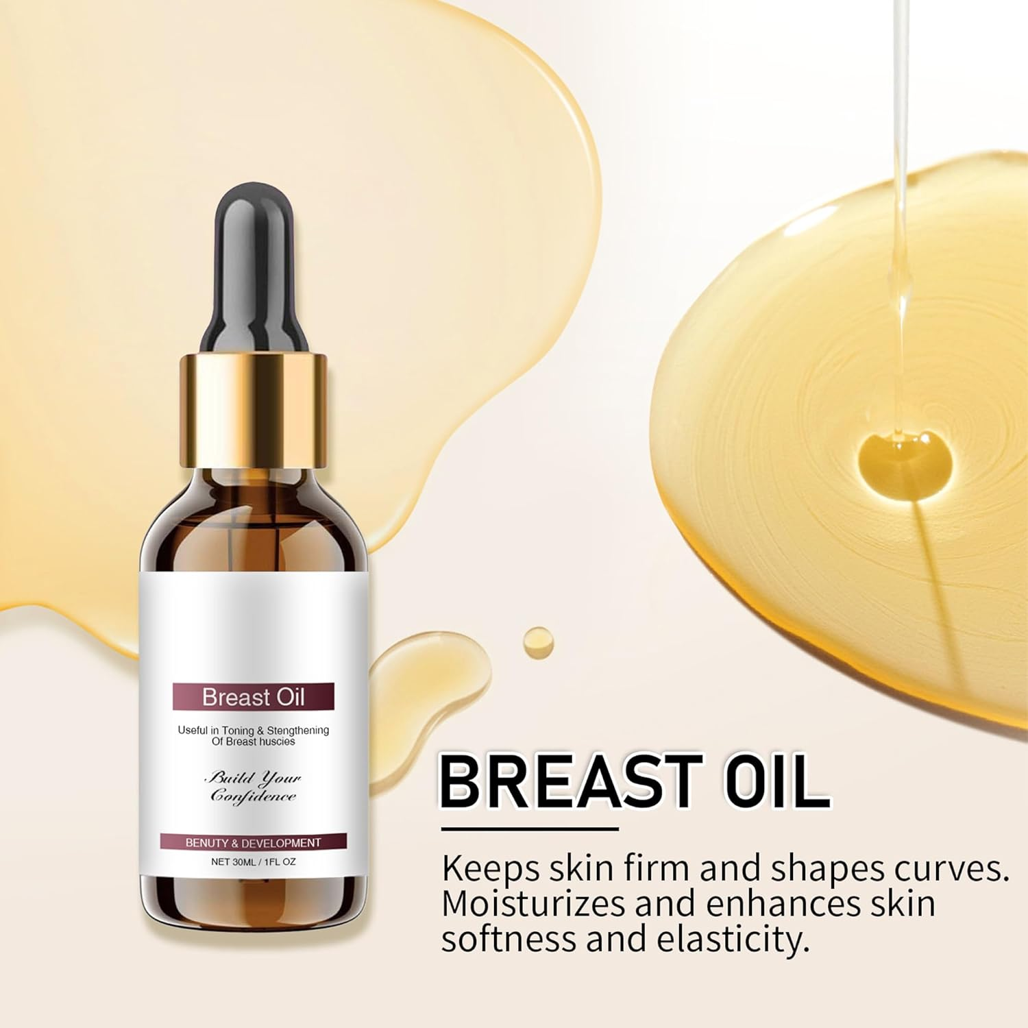 Bust Lift Oil - Natural Chest Care for Firming & Lifting, Lightweight Non-Greasy Formula, Hydrating, Plumping & Massage for Enhanced Shape image number 1